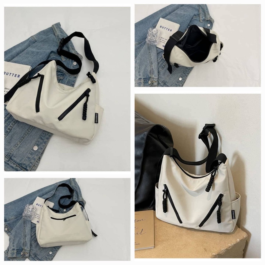 حقيبة قماش بأربعة ألوان مع سحابات جانبية