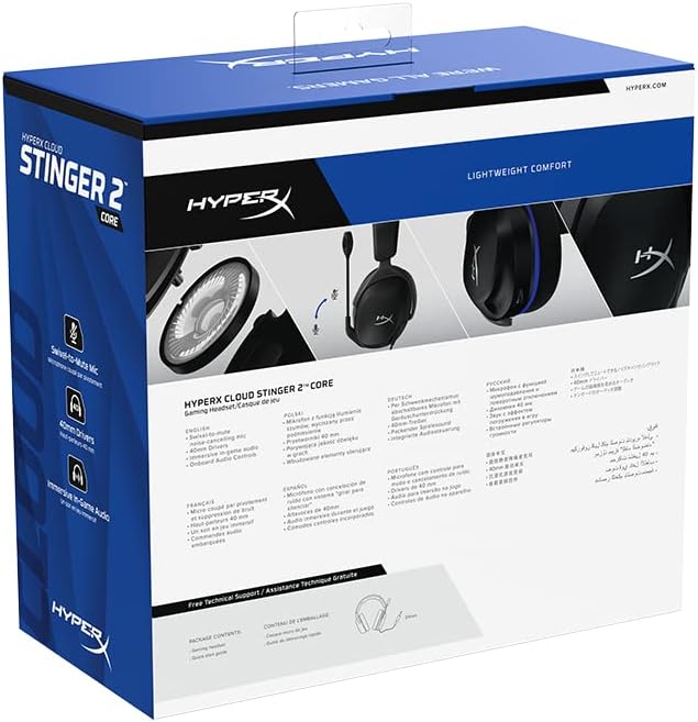 HyperX Cloud Stinger 2 Core Gaming Headset for PS5 & PS4 - Black/Blue