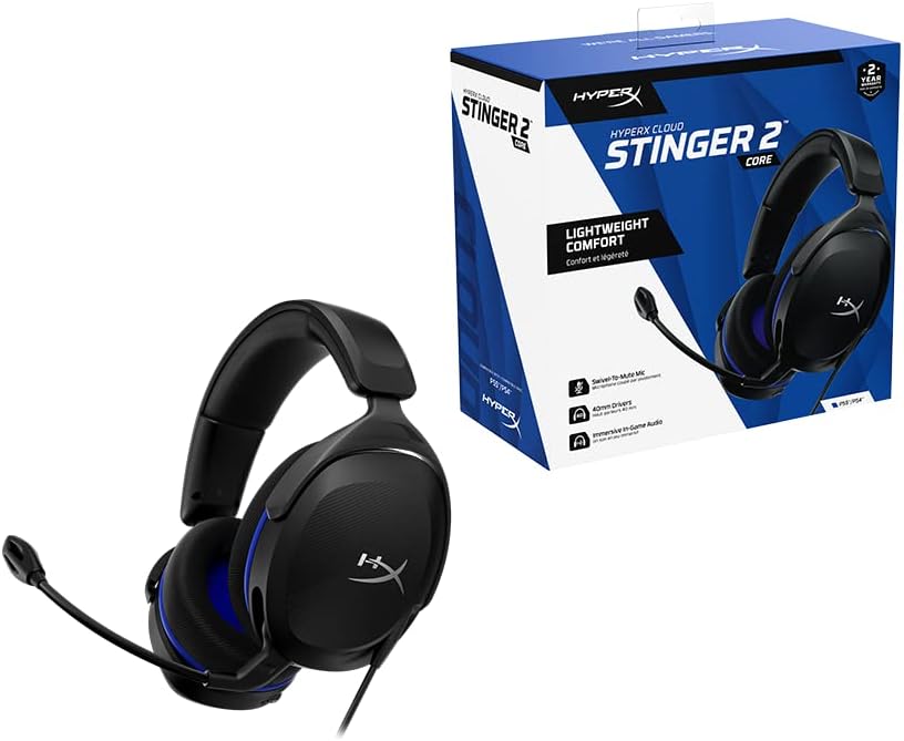 HyperX Cloud Stinger 2 Core Gaming Headset for PS5 & PS4 - Black/Blue