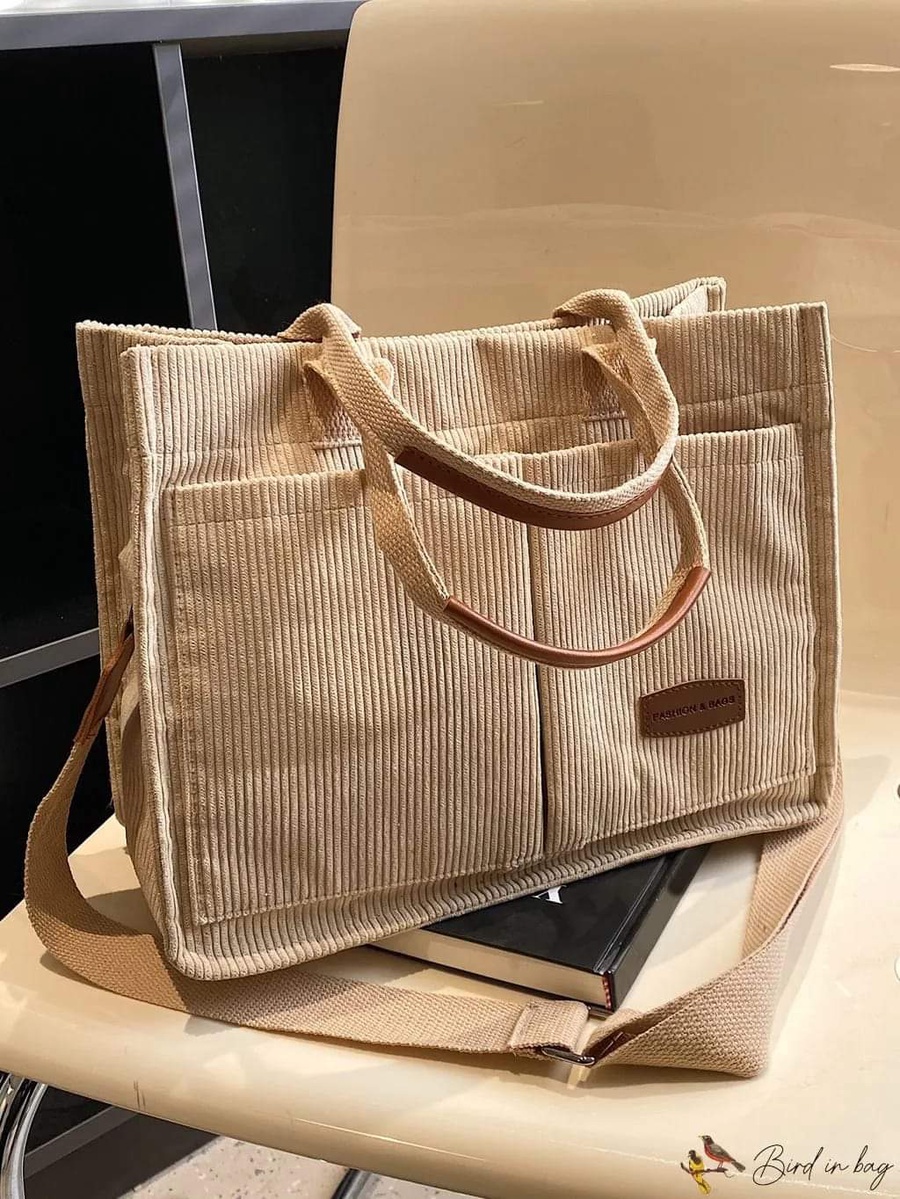 حقيبة توت قماش كوردروي أنيقة متعددة الاستخداموصف قصير: