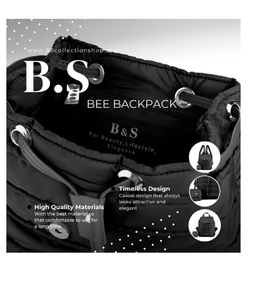 Women's Backpack in Soft Fabric Waterproof Quilted