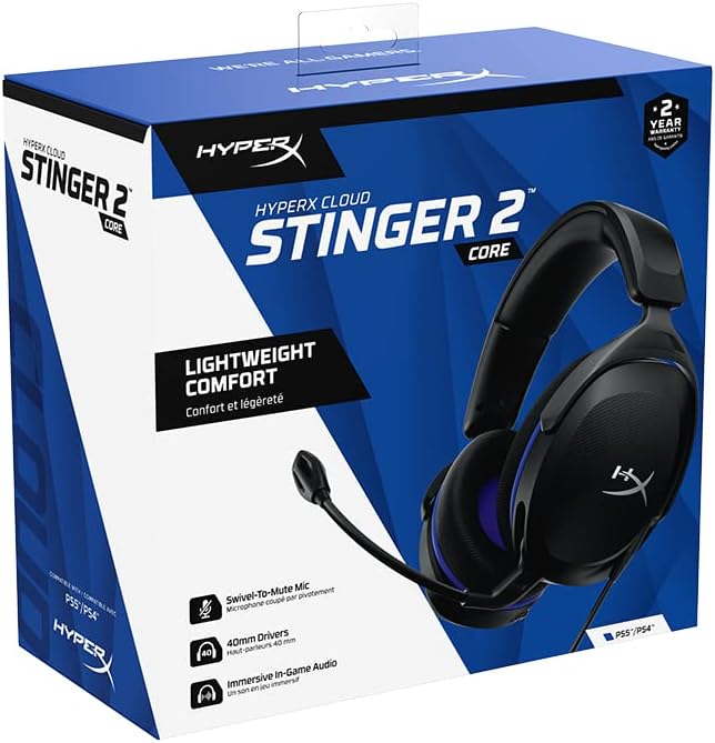 HyperX Cloud Stinger 2 Core Gaming Headset for PS5 & PS4 - Black/Blue