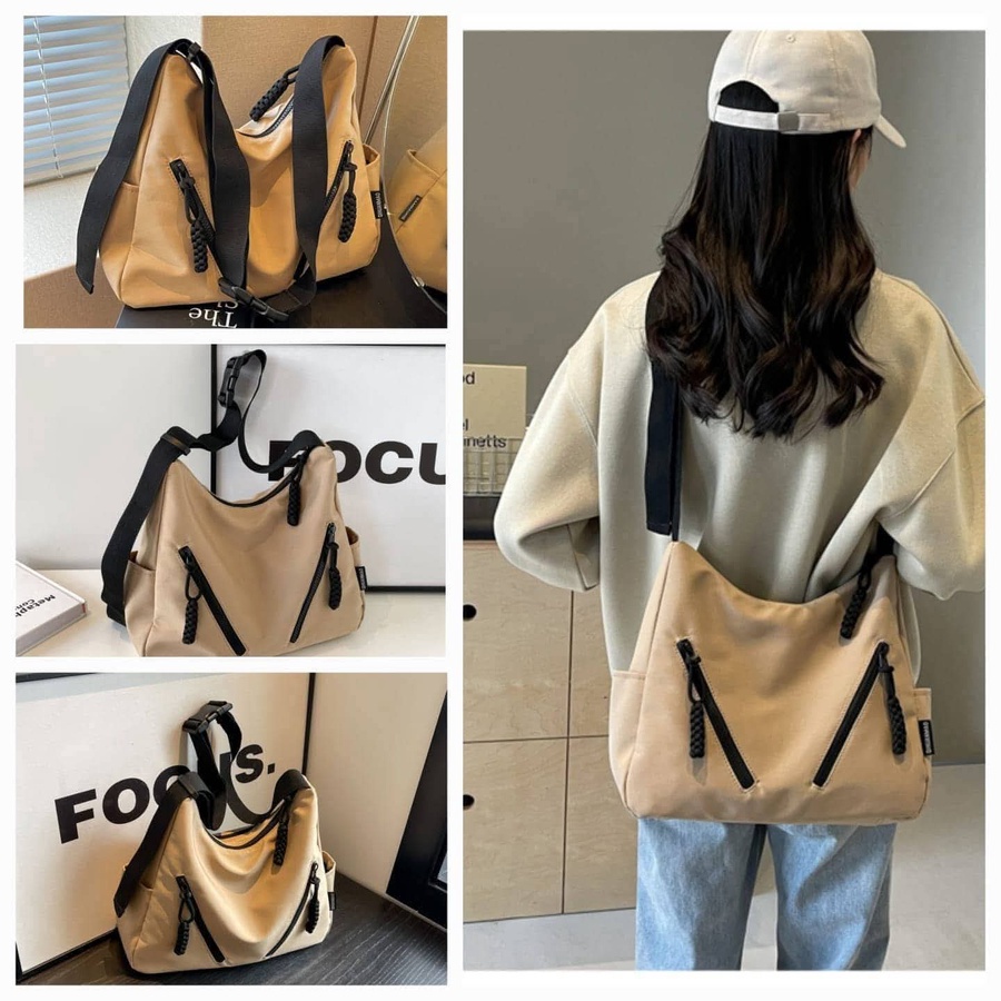 حقيبة قماش بأربعة ألوان مع سحابات جانبية